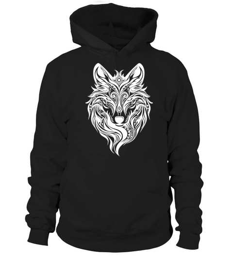 Vintage Angry Wolf Portrait Tribal Tattoo Style Hoodie Unisex