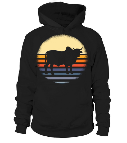 Zebu Cow Vintage Sunset Hoodie Unisex