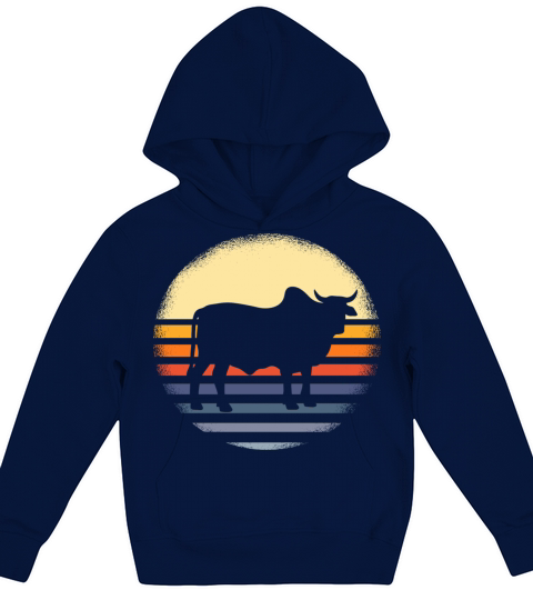 Zebu Cow Vintage Sunset Kids Hoodie