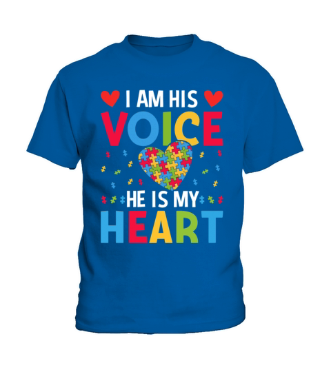 I Am His Voice He Is My Heart Autism Awareness Kids T-Shirt