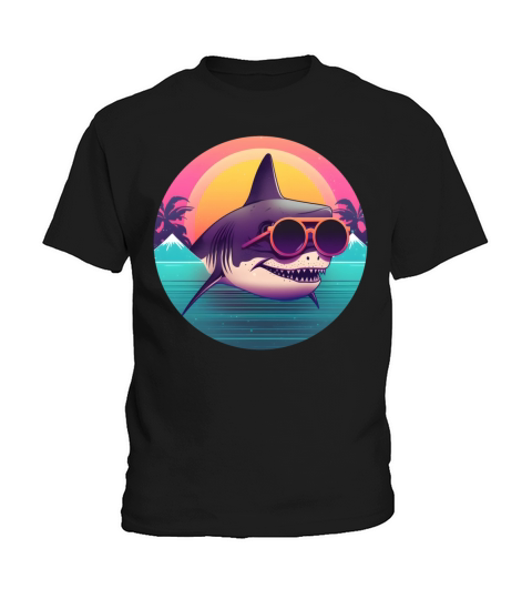 Vintage 80s 90s Style for Shark Lovers Kids T-Shirt