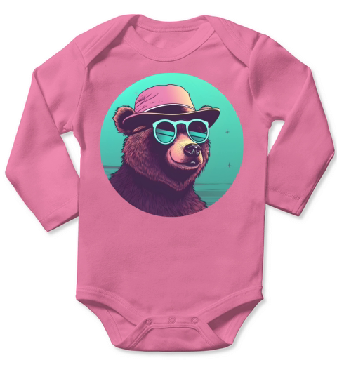 80s 90s Vintage Bear Style Long Sleeve Baby One-Piece
