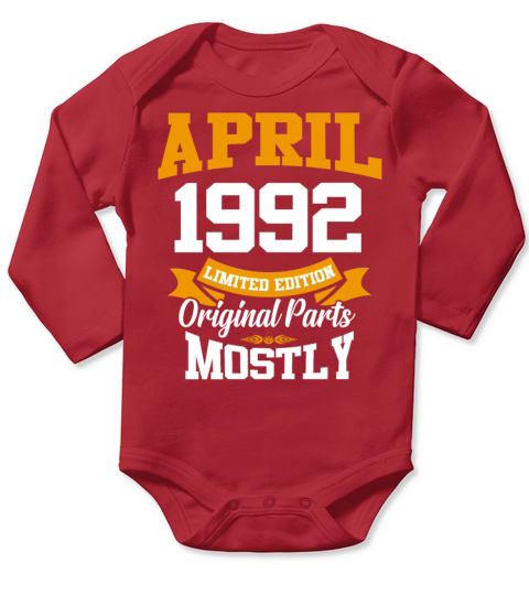 April 1992 Vintage Birthday Present Long Sleeve Baby One-Piece