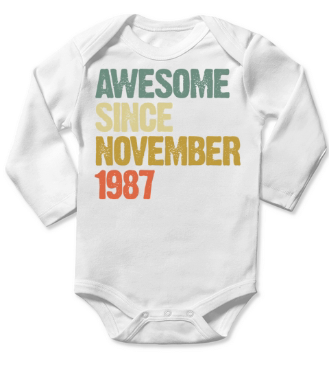 Awesome Since November 1987 Retro Vintage Gift Long Sleeve Baby One-Piece
