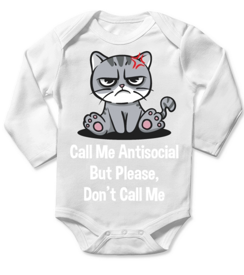 Call Me Antisocial But Please Dont Call Me Funny I Long Sleeve Baby One-Piece