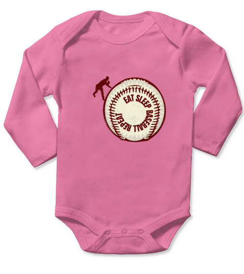 Eat Sleep Baseball Repeat Long Sleeve Baby One-Piece