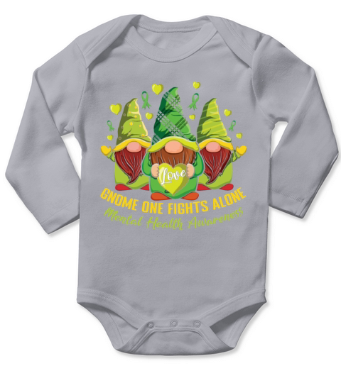 Gnome In May Green Mental Health Awareness Month Long Sleeve Baby One-Piece