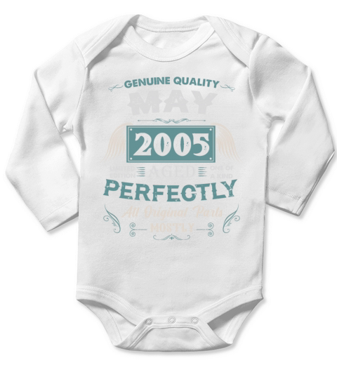 May 2005 Vintage Birthday Present Long Sleeve Baby One-Piece