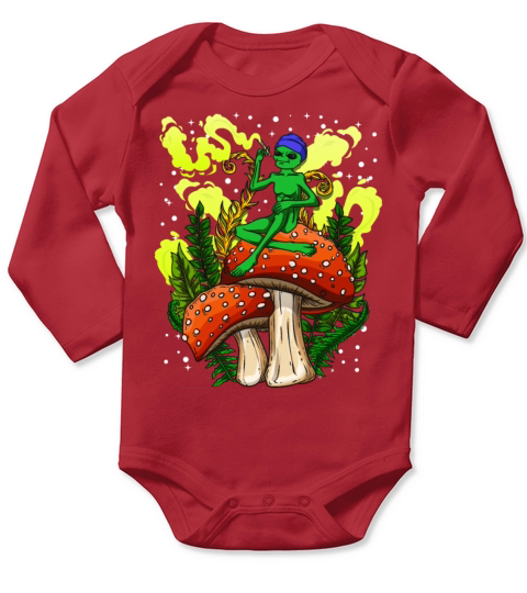 Psycadellic Magic Mushroom Alien LSD Acid Trip Long Sleeve Baby One-Piece