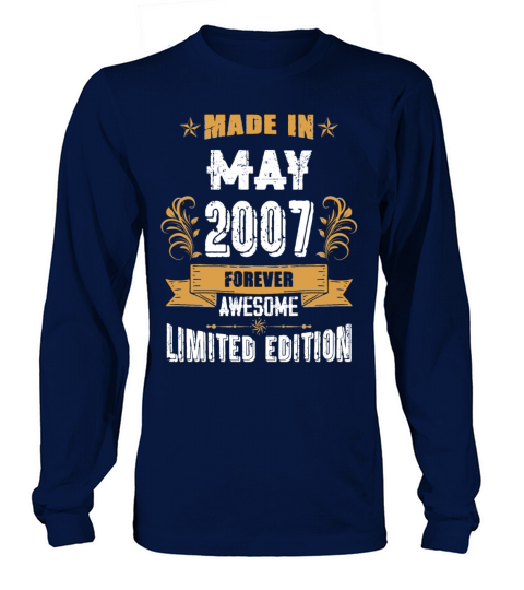 May 2007 Vintage Birthday Present Long sleeved Unisex