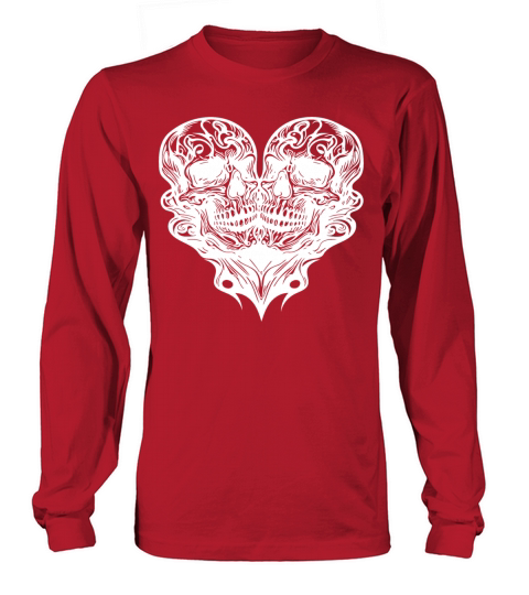 Two Skulls Heart Tribal Tattoo Style Long sleeved Unisex