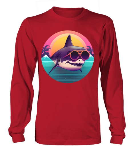 Vintage 80s 90s Style for Shark Lovers Long sleeved Unisex