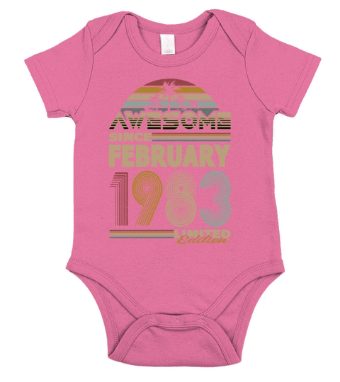 40th birthday february 1983 awesome since 1983 Short Sleeve Baby One-Piece