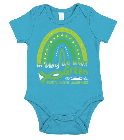 Ribbon In May Green For Mental Health Awareness Short Sleeve Baby One-Piece
