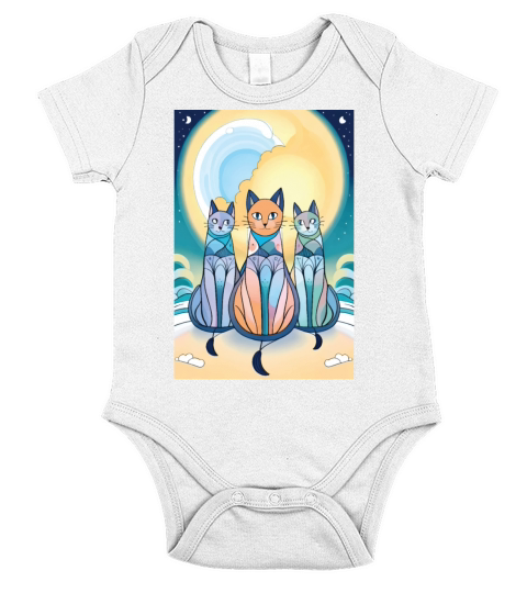 triple thurston moon cats2 Short Sleeve Baby One-Piece