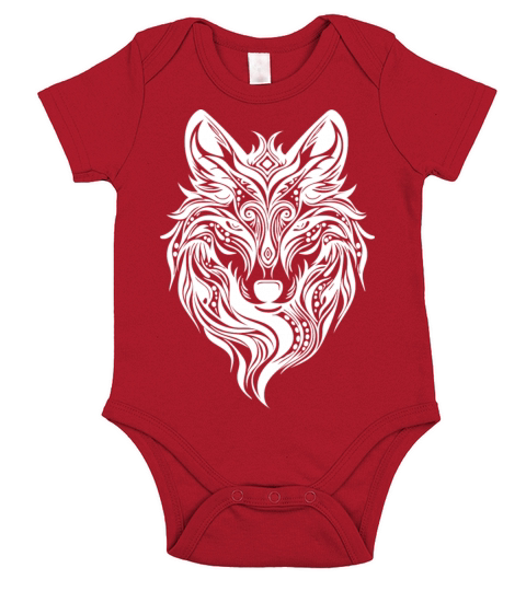 Vintage Angry Wolf Portrait Tribal Tattoo Style Short Sleeve Baby One-Piece
