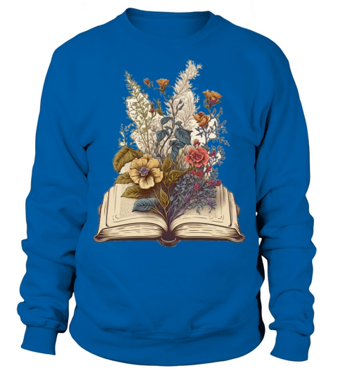 flowers growing from book vintage style Sweatshirt Unisex