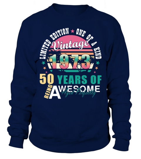 Vintage 1973 50th Birthday Retro Men Women Sweatshirt Unisex