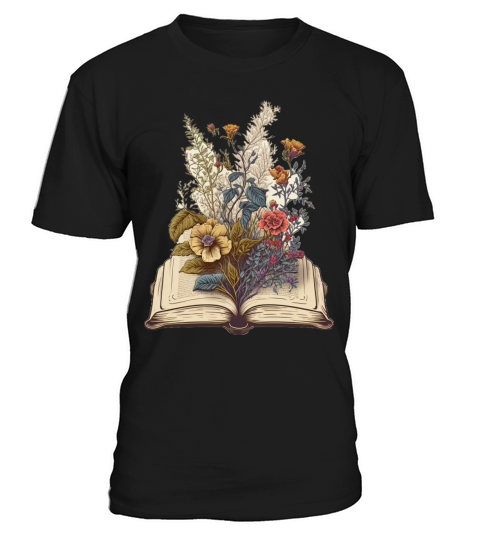 flowers growing from book vintage style T-Shirt Unisex