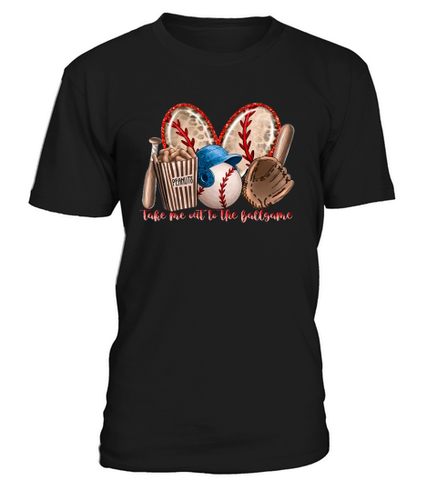 Take Me Out To The Ball Game Leopard Heart Baseball Softball T-Shirt Unisex