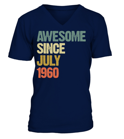 Vintage Awesome Since July 1960 V-Neck T-shirt