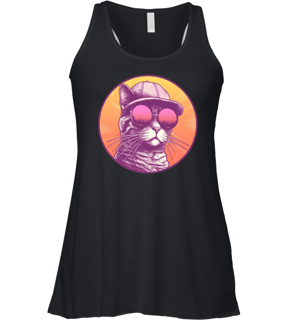 Retro 80s 90s Cat Lovers Style Women's Flowy Tank Top
