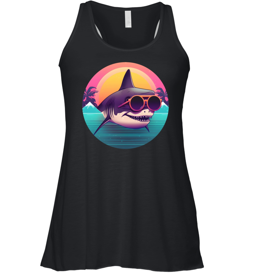 Vintage 80s 90s Style for Shark Lovers Women's Flowy Tank Top