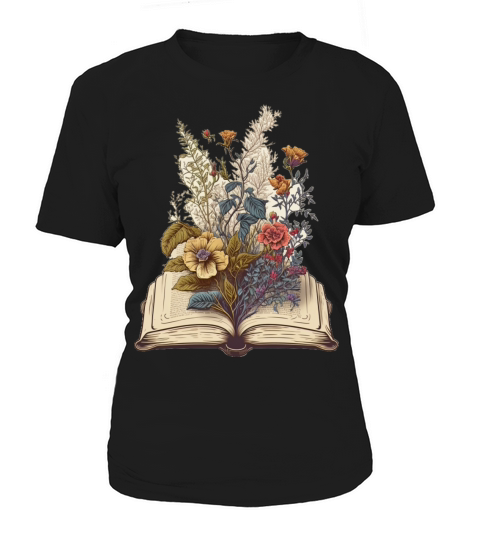 flowers growing from book vintage style Women's T-Shirt
