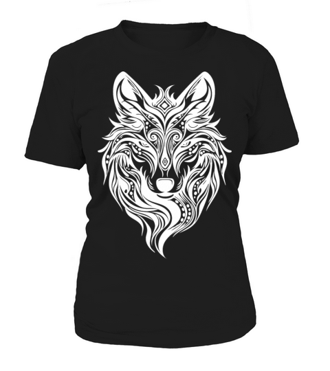 Vintage Angry Wolf Portrait Tribal Tattoo Style Women's T-Shirt
