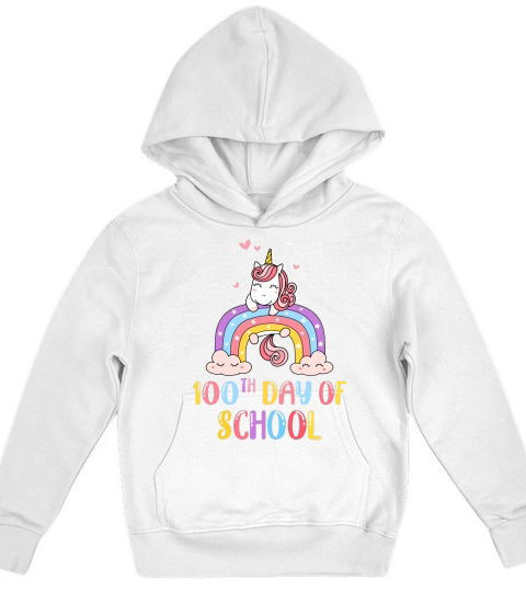 100 Days Of School Rainbow Unicorn Girls For Student Kids Kids Hoodie