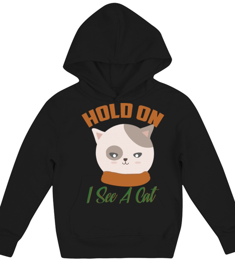 Hold On I See A Cat Vintage Cat Mom Kitten Kids Hoodie