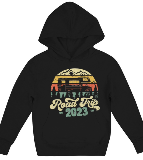 Road Trip 2023 Retro Vintage Camper Kids Hoodie