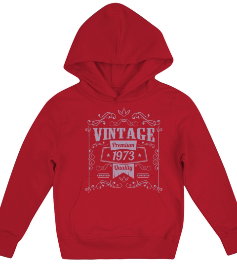 Vintage 1973 birthday ornaments old school Kids Hoodie