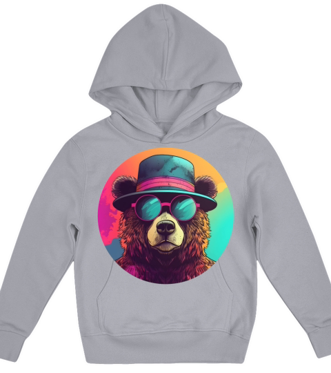 Vintage 80s 90s Nostalgic Bear Lovers Kids Hoodie