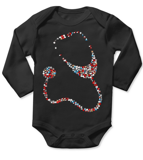 Doctor or Nurse with Medical Icons Stethoscope Long Sleeve Baby One-Piece