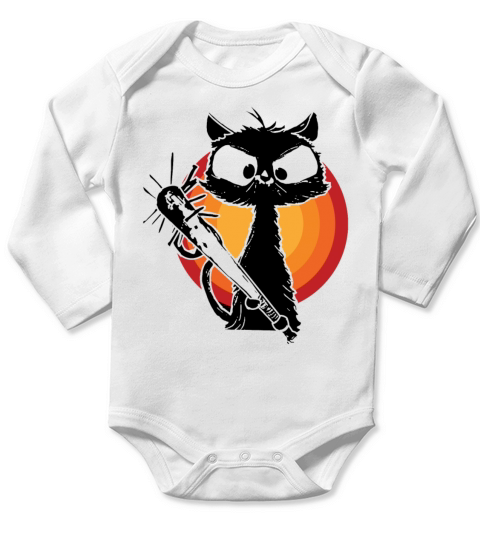 Halloween Retro Cat Vintage Cat Long Sleeve Baby One-Piece