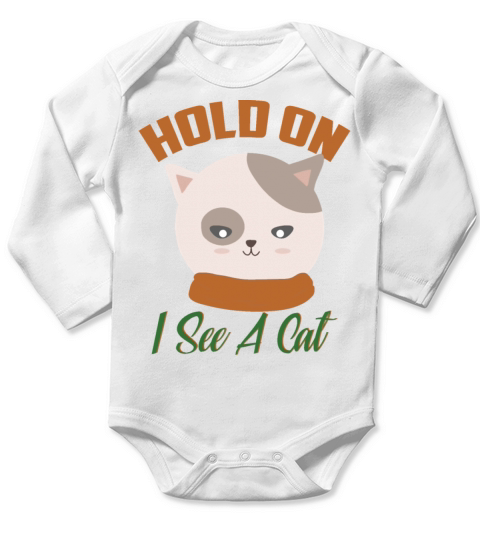 Hold On I See A Cat Vintage Cat Mom Kitten Long Sleeve Baby One-Piece