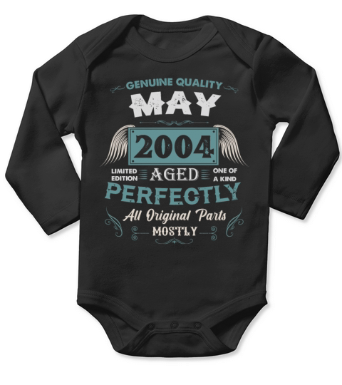 May 2004 Vintage Birthday Present Long Sleeve Baby One-Piece