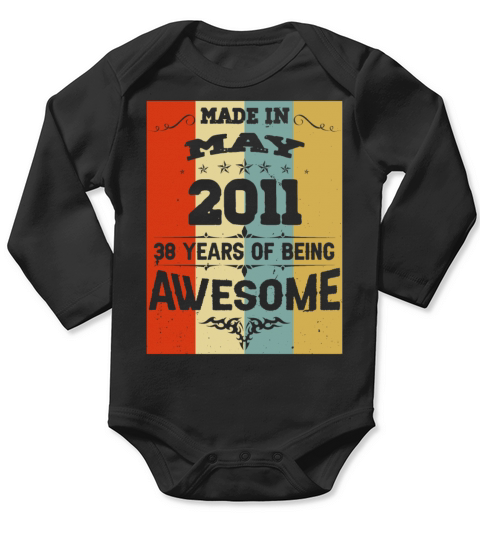 May 2011 Vintage Birthday Present Long Sleeve Baby One-Piece