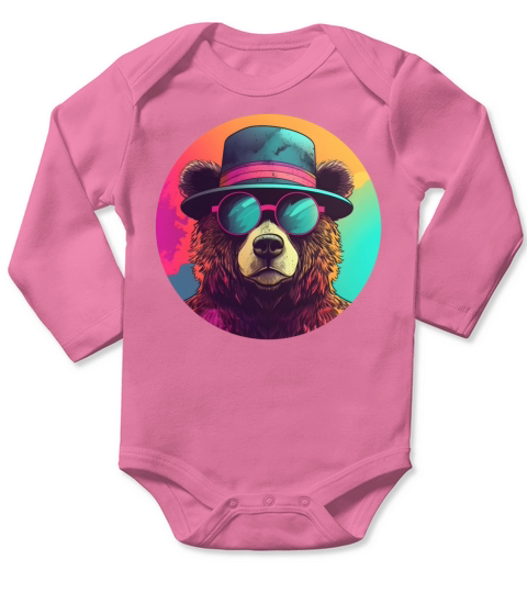 Vintage 80s 90s Nostalgic Bear Lovers Long Sleeve Baby One-Piece