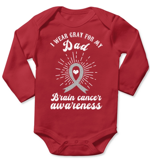 Wear Gray For Dad Ribbon Brain Cancer Awareness Long Sleeve Baby One-Piece