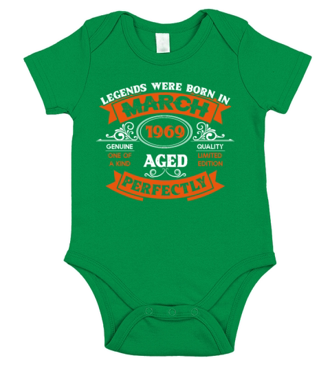 Legends Were Born In March 1969 Birthday Short Sleeve Baby One-Piece