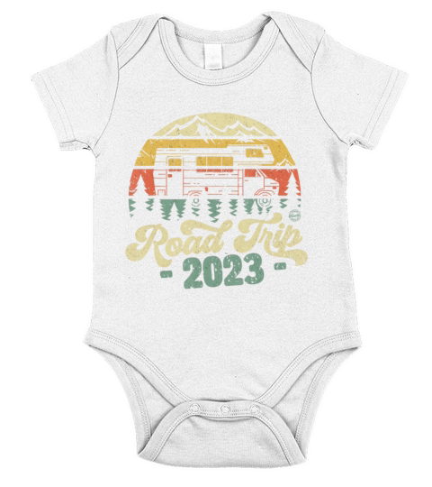 Road Trip 2023 Retro Vintage Camper Short Sleeve Baby One-Piece
