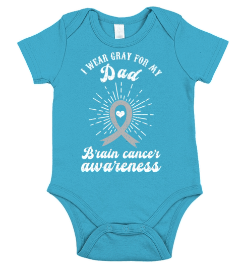 Wear Gray For Dad Ribbon Brain Cancer Awareness Short Sleeve Baby One-Piece