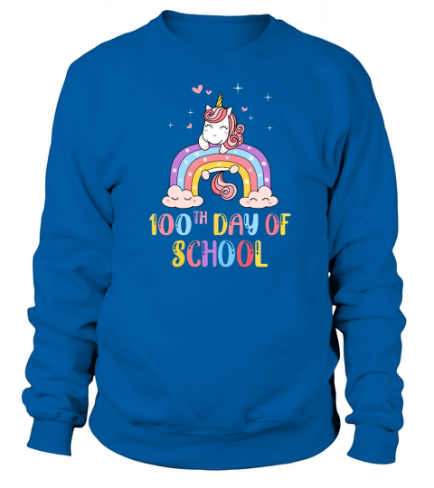 100 Days Of School Rainbow Unicorn Girls For Student Kids Sweatshirt Unisex