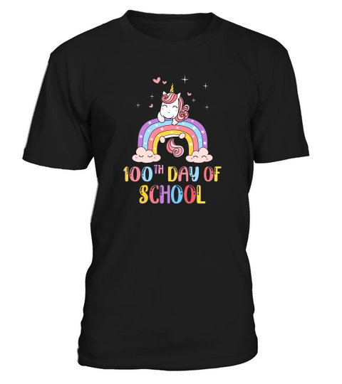 100 Days Of School Rainbow Unicorn Girls For Student Kids T-Shirt Unisex