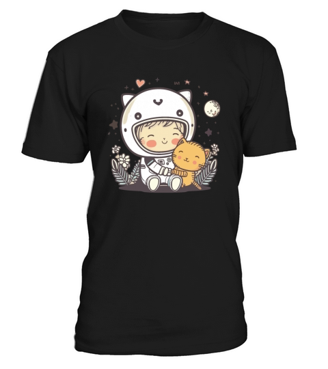Cute Astronaut With A Cat Sitting On The Clouds T-Shirt Unisex