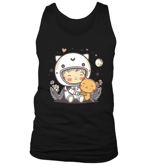 Cute Astronaut With A Cat Sitting On The Clouds Tank Top Unisex