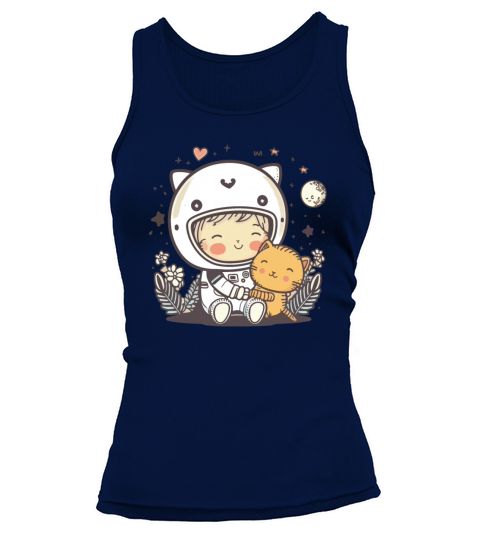 Cute Astronaut With A Cat Sitting On The Clouds Tank top Woman