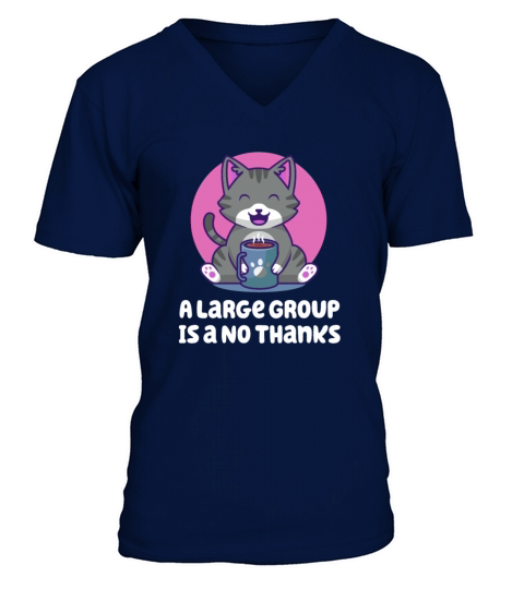 A Large Group Is a No Thanks Introvert Funny Antis V-Neck T-shirt
